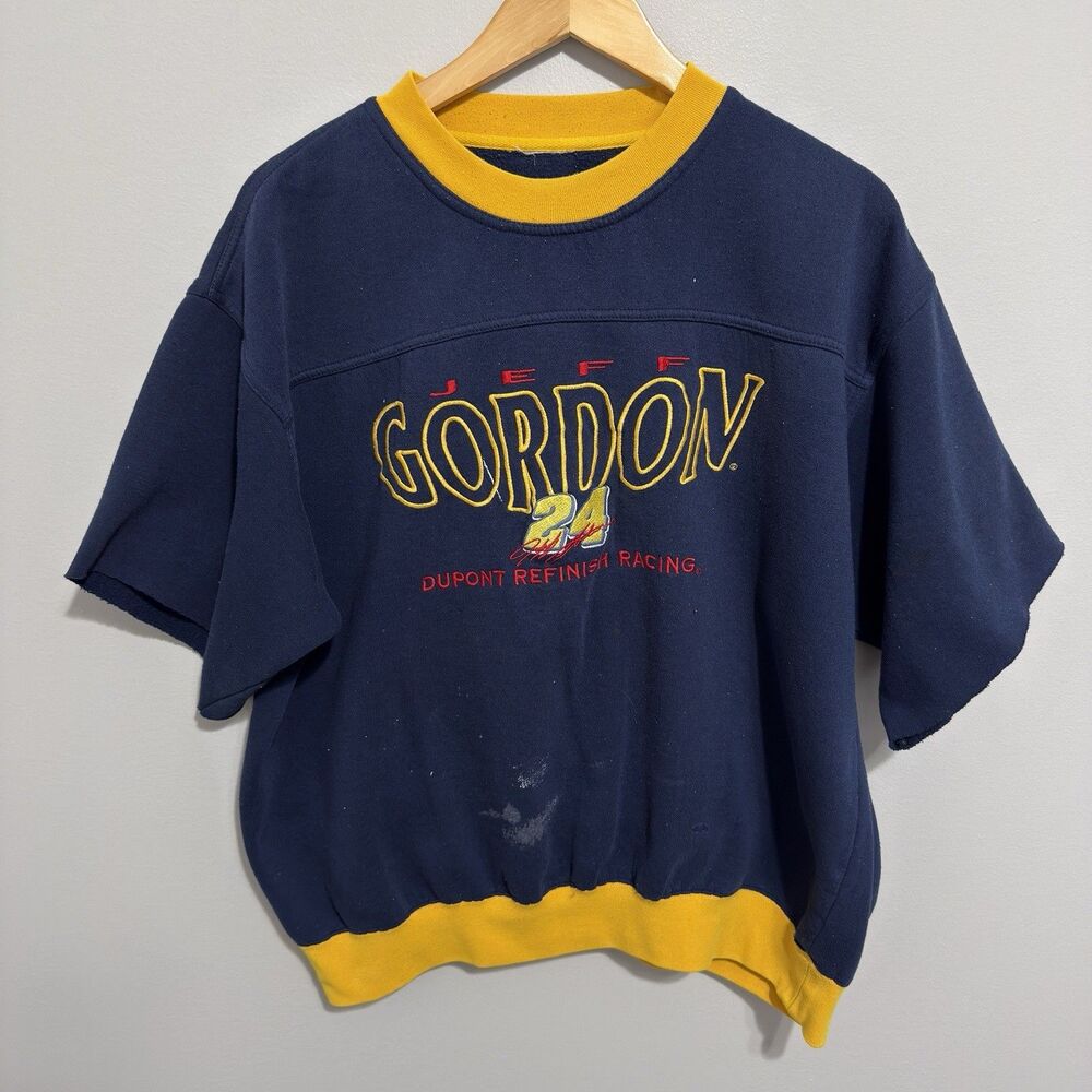 Vintage 90s Jeff Gordon NASCAR Crewneck Sweatshirt Sz XL Racing Short Sleeve